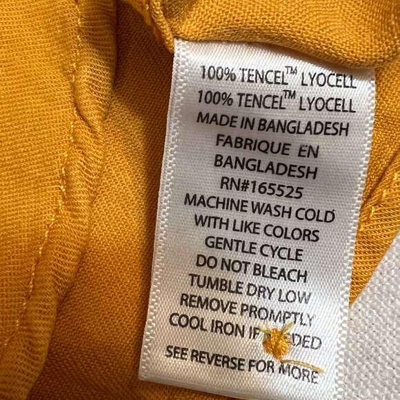 Lola River Women’s Mustard Yellow Tencel Button Front Short Sleeve Top Size L - Picture 5 of 7